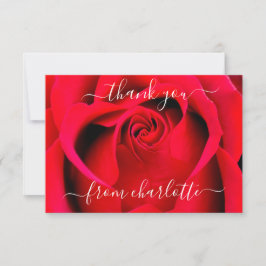 Tarjeta De Agradecimiento Elegante Script Red Rose Floral Gracias