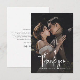 Tarjeta De Agradecimiento Elegante Script Wedding Day Photo