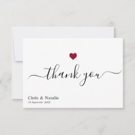 Tarjeta De Agradecimiento Elegante Secuencia Moderna en Rojo Burdeos Corazón