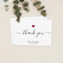 Tarjeta De Agradecimiento Elegante Secuencia Moderna en Rojo Burdeos Corazón