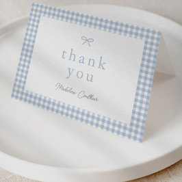Tarjeta De Agradecimiento Elegante Sencillo Baby Shower Niño Azul Polvorient