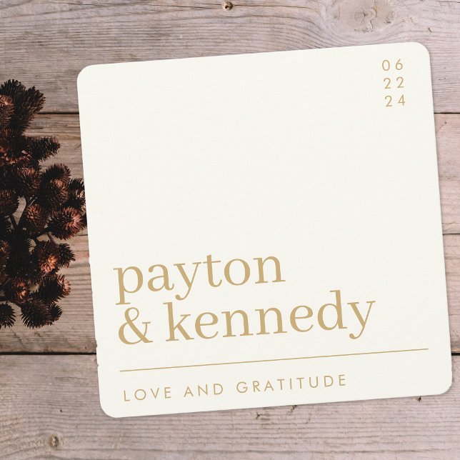 Tarjeta De Agradecimiento Elegante, Sencillo Y Elegante Crema Y Plaza De Mod (Subido por el creador)