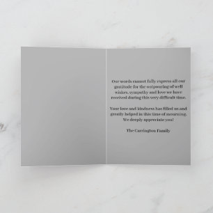 Tarjeta De Agradecimiento Elegante servicio de memoria funeral masculino de
