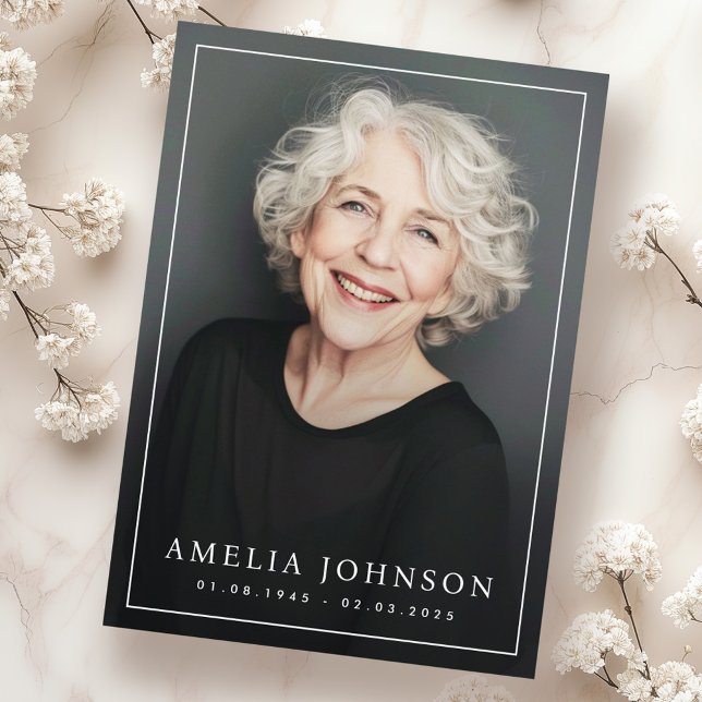 Tarjeta De Agradecimiento Elegante simpatía en el funeral por la foto de la  (Elegant thin border photo funeral sympathy thank you card)