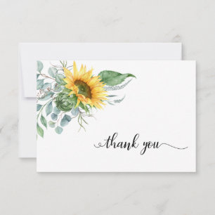 Tarjeta De Agradecimiento Elegante Simpatía Floral De Girasol Gracias