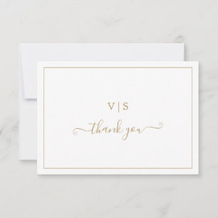 Tarjeta De Agradecimiento Elegante simple Boda de oro no fotográfico