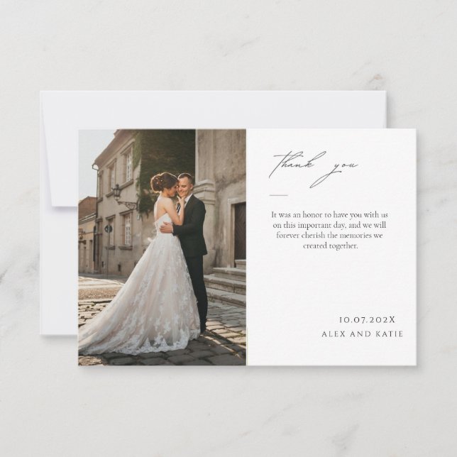 Tarjeta de agradecimiento elegante simple con foto (Anverso)