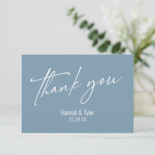 Tarjeta De Agradecimiento Elegante Simple Contemporáneo Letra a Mano Azul Po