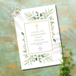 Tarjeta De Agradecimiento Elegante Simple Funeral Memorial Gold Cross
