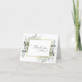 Tarjeta De Agradecimiento Elegante Simple Verde de Eucalipto Acuarela