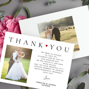 Tarjeta De Agradecimiento Elegante, simple y moderna tipografía 2 boda de fo