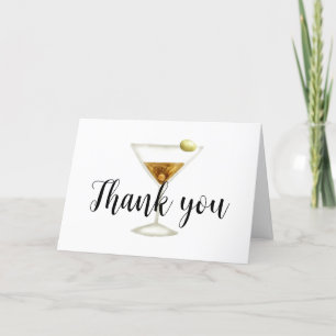 Tarjeta De Agradecimiento Elegante Sip & See Martini Cocktail Baby Shower