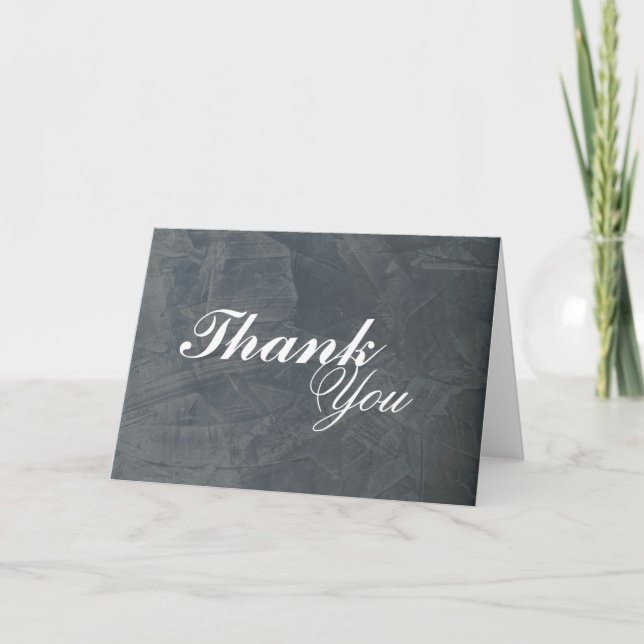 Tarjeta De Agradecimiento Elegante Slate Gray Stucco Blank Gracias (Anverso)