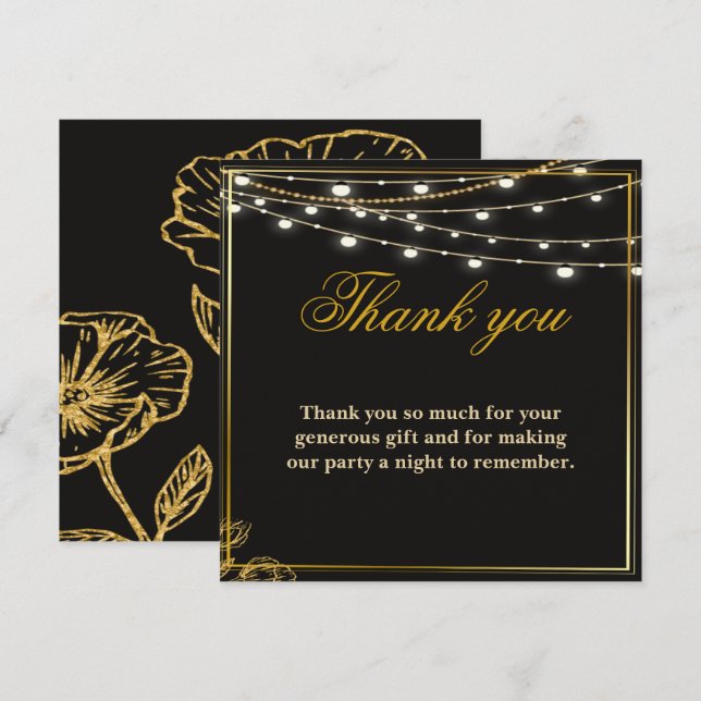 Tarjeta De Agradecimiento Elegante Soiree de cumpleaños doble (Anverso / Reverso)