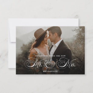 Tarjeta De Agradecimiento Elegante Sr. Nuevo y Sra. Boda
