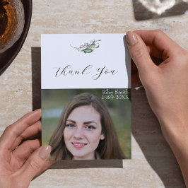 Tarjeta De Agradecimiento Elegante Subdivisión de Acuarela Foto Funeral