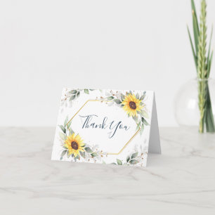 Tarjeta De Agradecimiento Elegante Sunflower Floral Verdor Floral Gracias Ta