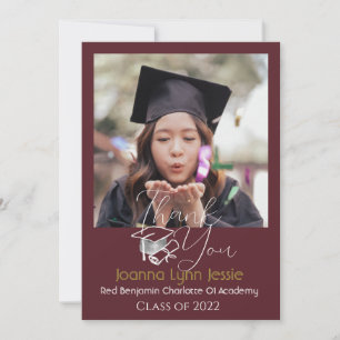 Tarjeta De Agradecimiento Elegante tapón blanco de graduación Foto manuscrit