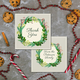 Tarjeta De Agradecimiento Elegante Taupe Verde Rústico Moderno Gracias