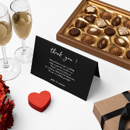 Tarjeta De Agradecimiento Elegante tema Boda blanco y negro