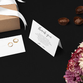 Tarjeta De Agradecimiento Elegante tema Boda blanco y negro