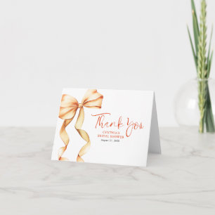 Tarjeta De Agradecimiento Elegante Terracota Bow Bridal Shower Gracias