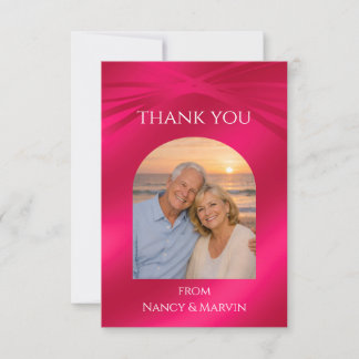 Tarjeta De Agradecimiento Elegante texto personalizado en arco Foto Rojo Rub