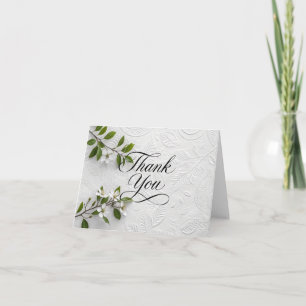 Tarjeta De Agradecimiento Elegante textura floral blanca en relieve agradeci
