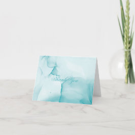 Tarjeta De Agradecimiento Elegante Tinta de Acuarela Azul Contemporánea 