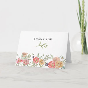 Tarjeta De Agradecimiento Elegante Tinte Acuarela Floral Despedida de Solter