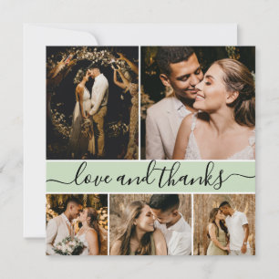 Tarjeta De Agradecimiento Elegante Tipografía 5 Boda de Collage de fotos Gra