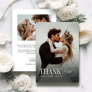 Tarjeta De Agradecimiento Elegante Tipografía Atemporal Foto Gracias