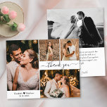 Tarjeta De Agradecimiento Elegante tipografía guión Boda 4 Collage de fotos<br><div class="desc">Elegante, Minimalista Boda Con Cartas De Mano 4 Collage de fotos Tarjeta De Agradecimiento. Elegante plantilla de tarjeta de agradecimiento boda con cuatro fotos en la parte delantera y una en la parte posterior. Con el texto "Gracias" en una letra de escritura tipográfica con letras a mano rápida y con...</div>