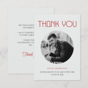 Tarjeta De Agradecimiento Elegante tipografía moderna minimalista roja negra