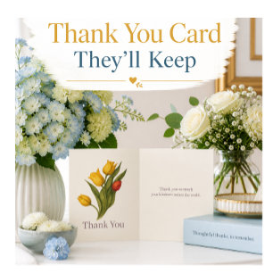 Tarjeta de agradecimiento elegante Tulipán Amarill