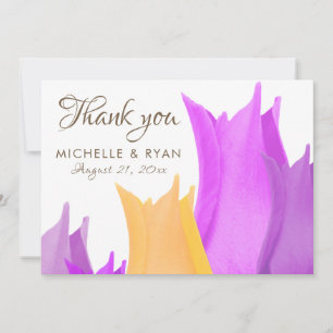 Tarjeta De Agradecimiento Elegante Tulipán Flor Floral Bodas Rosa Amarillo