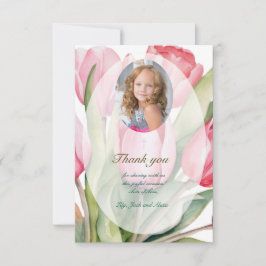 Tarjeta De Agradecimiento Elegante tulipán Primera Comunión