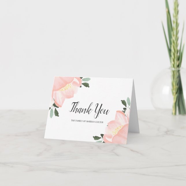 Tarjeta De Agradecimiento Elegante Tulips Floral Rubor Pink Sympathy (Anverso)