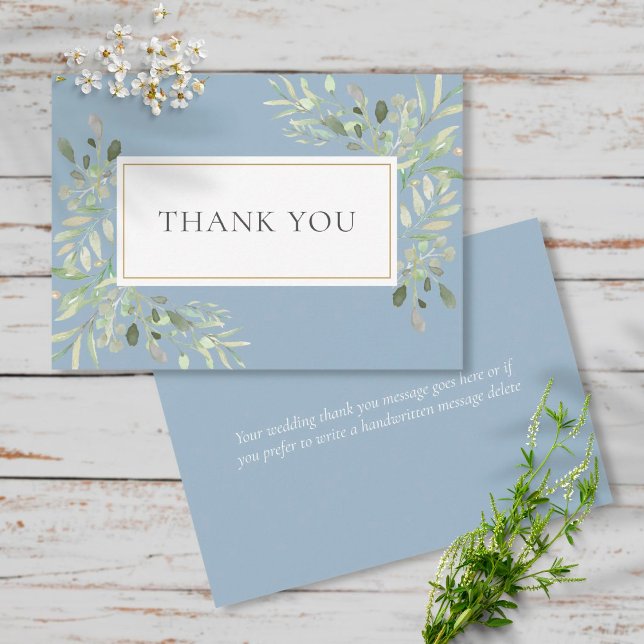 Tarjeta De Agradecimiento Elegante vegetación azul turquesa deja Boda (Subido por el creador)