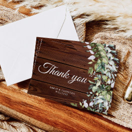 Tarjeta De Agradecimiento Elegante vegetación de madera rústica