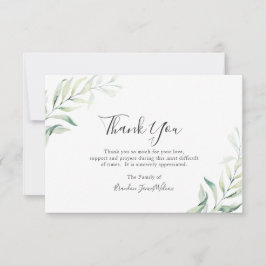 Tarjeta De Agradecimiento Elegante vegetación de salvia Funeral Eucalyptus