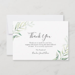 Tarjeta De Agradecimiento Elegante vegetación de salvia Funeral Eucalyptus