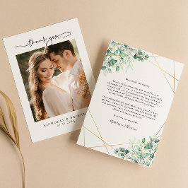 Tarjeta De Agradecimiento Elegante vegetación Eucalyptus deja un Boda rústic
