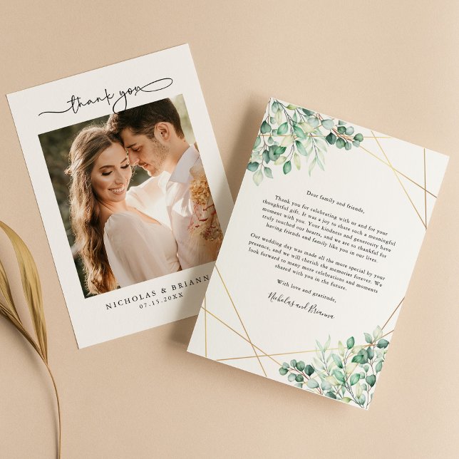 Tarjeta De Agradecimiento Elegante vegetación Eucalyptus deja un Boda rústic (Subido por el creador)
