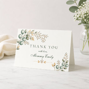 Tarjeta De Agradecimiento Elegante Vegetación para Baby Shower Mamá