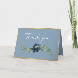 Tarjeta De Agradecimiento Elegante vegetación romántica con flores azules