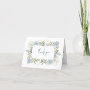 Tarjeta De Agradecimiento Elegante vegetación Rosa azul con flores