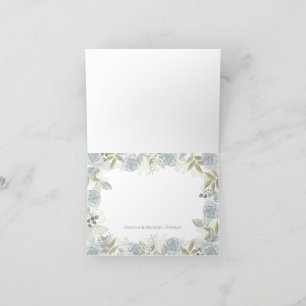 Tarjeta De Agradecimiento Elegante vegetación Rosa azul con flores