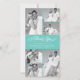 Tarjeta De Agradecimiento Elegante Verde azulado Banda de vieiras 6 Boda de 