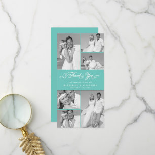 Tarjeta De Agradecimiento Elegante Verde azulado Banda de vieiras 6 Boda de